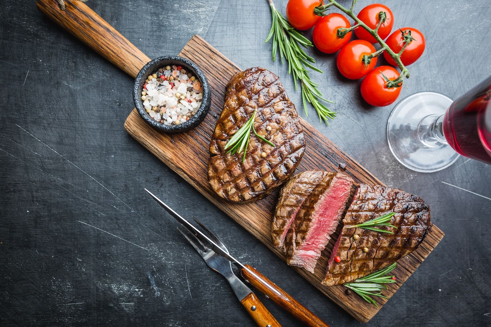 post-image-2 Grilled Marbled Meat Steak Filet Mignon With Seasonings.