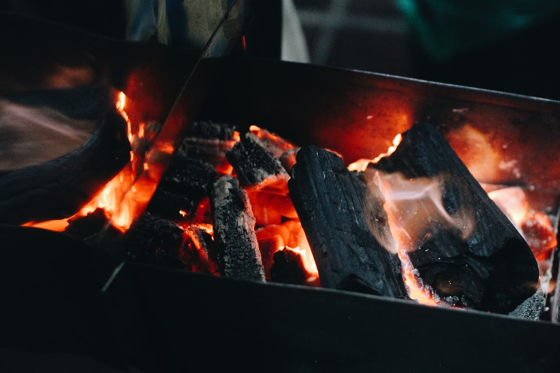 heating-of-hardwood Traditional smoked barbecue wagyu beef brisket